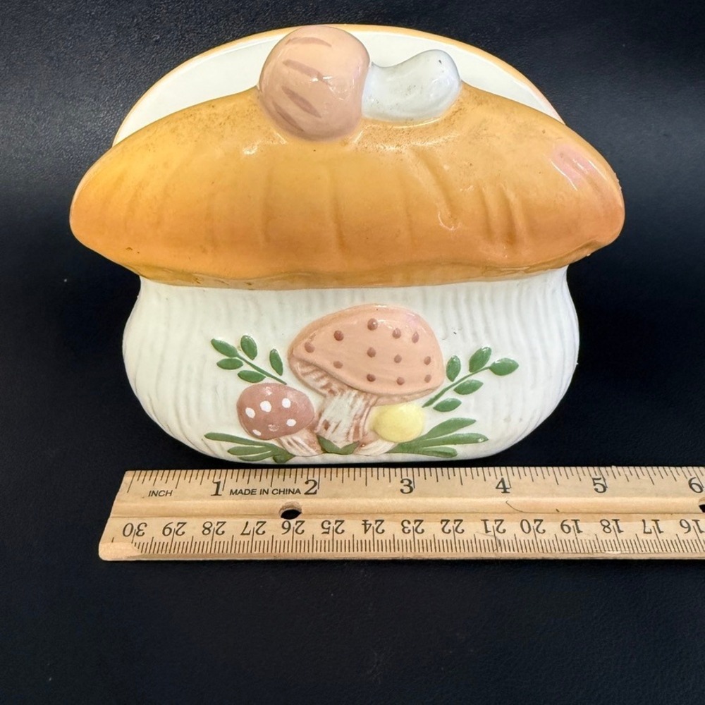 Vintage Ceramic Mushroom Napkin Holder Retro Cottagecore Kitchen - Picture 8 of 11